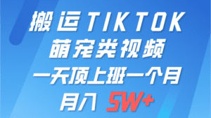 (9931期)一键搬运TIKTOK萌宠类视频 一部手机即可操作 所有平台均可发布 轻松月入5W+-副业吧