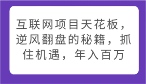 互联网项目天花板，逆风翻盘的秘籍，抓住机遇，年入百万-副业吧