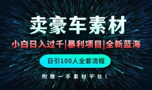 （10101期）通过卖豪车素材日入过千，空手套白狼！简单重复操作，全套引流流程.！-副业吧