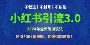 2024年4月最新小红书引流3.0玩法，日引500+精准粉，加爆你的微信！-副业吧