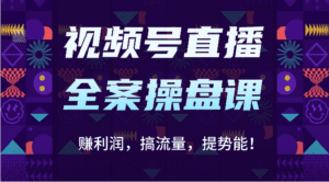 视频号直播全案操盘课:赚利润,搞流量,提势能!(16节课)-副业吧
