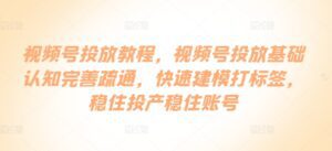 视频号投放教程，​视频号投放基础认知完善疏通，快速建模打标签，稳住投产稳住账号-副业吧