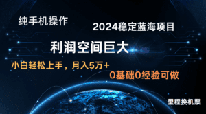 2024新蓝海项目 暴力冷门长期稳定  纯手机操作 单日收益3000+ 小白当天上手-副业吧