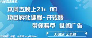 4.26日内部回放课程《项目孵化-开钱眼》赚钱的底层逻辑-副业吧