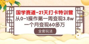国学赛道21天打卡特训营：从0-1操作第一周变现3.8w，一个月变现60多万！-副业吧