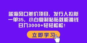 （10272期）蓝海风口差价项目，发行人拉新，一单35，小白复制粘贴就能搞钱！日入30…-副业吧