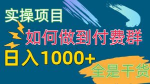 （10303期）付费群赛道，日入1000+-副业吧