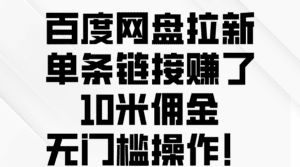 （10304期）百度网盘拉新，单条链接赚了10米佣金，无门槛操作！-副业吧