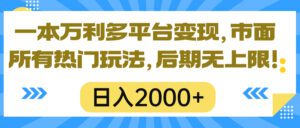 (10311期)一本万利多平台变现,市面所有热门玩法,日入2000+,后期无上限!-副业吧