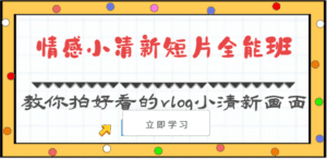 情感小清新短片全能班-教你拍好看的vlog小清新画面（30节课）-副业吧