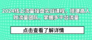 2024线上流量操盘实战课程，搭建高人效流量团队，掌握多平台流量-副业吧