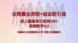 全网独创成人用品单日变现 5W+，最全男粉+创业粉引流玩法，小白也能轻松上手，保姆教学 4.0-副业吧