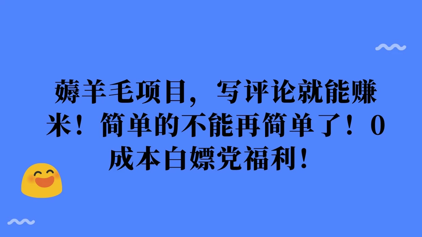 薅羊毛项目，写评论就能赚米！简单的不能再简单了！0成本白嫖党福利！-副业吧