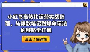 小红书高转化运营实战指南，从爆款笔记到爆单玩法的链路全打通-副业吧