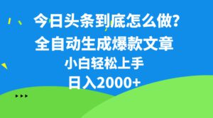 （10541期）今日头条最新最强连怼操作，10分钟50条，真正解放双手，月入1w+-副业吧