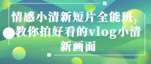 情感小清新短片全能班，教你拍好看的vlog小清新画面-副业吧