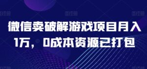微信卖破解游戏项目月入1万，0成本资源已打包-副业吧