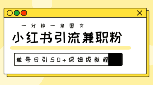 （10587期）爆粉秘籍！30s一个作品，小红书图文引流高质量兼职粉，单号日引50+-副业吧