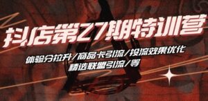 抖音小店·第27期特训营 体验分拉升/商品卡引流/投流效果优化/精选联盟引流/等-副业吧