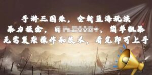 手游三国杀最新蓝海玩法,简单粗暴,无需复杂的操作和技术,看完即可上手-副业吧