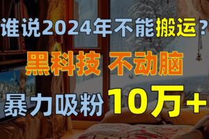 （10634期）谁说2024年不能搬运？只动手不动脑，自媒体平台单月暴力涨粉10000+-副业吧