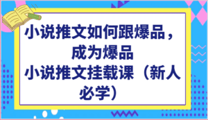 小说推文如何跟爆品，成为爆品，小说推文挂载课（新人必学）-副业吧