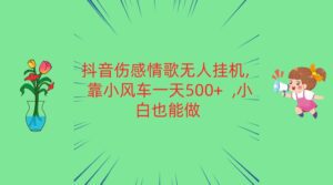 抖音伤感情歌无人挂机 靠小风车一天500+  小白也能做-副业吧