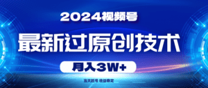 (10704期)2024视频号最新过原创技术,当天起号,收益稳定,月入3W+-副业吧