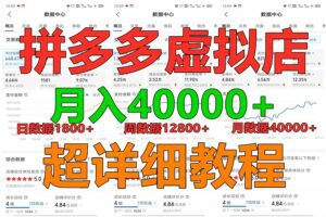 拼多多虚拟电商训练营月入40000+，全网最详细，你做你也行，暴利稳定长久-副业吧