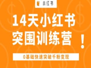 14天小红书突围训练营 ，0基础快速突破千粉变现-副业吧