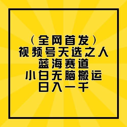 全网首发，视频号天选之人蓝海赛道，小白无脑搬运日入一千-副业吧