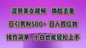 （10908期）混剪美女视频，换脸去重，轻松过原创，日引色粉500+，操作简单，小白也…-副业吧