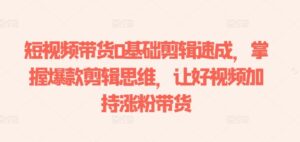 短视频带货0基础剪辑速成，掌握爆款剪辑思维，让好视频加持涨粉带货-副业吧