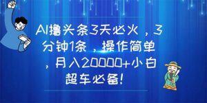 （11033期）AI撸头条3天必火，3分钟1条，操作简单，月入20000+小白超车必备！-副业吧