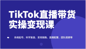 TikTok直播带货实操变现课:系统起号、科学复盘、变现链路、直播配置、团队搭建等-副业吧