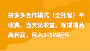 最新拼多多模式日入4K+两天销量过百单，无学费、老运营代操作、小白福利-副业吧