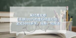 （11234期）某付费文【年赚100万的虚拟项目打法】全文5000多字，没有一句废话-副业吧