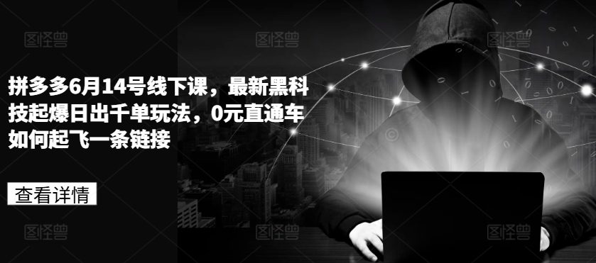 拼多多6月14号线下课，最新黑科技起爆日出千单玩法，0元直通车如何起飞一条链接-副业吧