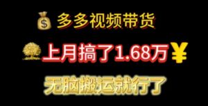 （11269期）多多视频带货：上月搞了1.68万，无脑搬运就行了-副业吧