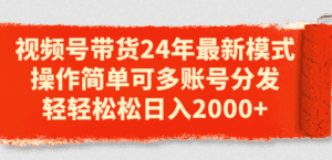 （11281期）视频号带货24年最新模式，操作简单可多账号分发，轻轻松松日入2000+-副业吧