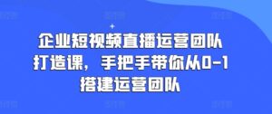 企业短视频直播运营团队打造课，手把手带你从0-1搭建运营团队-副业吧