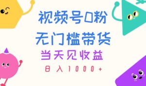 （11348期）视频号0粉无门槛带货，当天见收益，日入1000+-副业吧