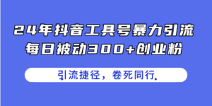 (11354期)24年抖音工具号暴力引流,每日被动300+创业粉,创业粉捷径,卷死同行-副业吧