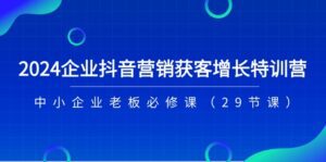 2024企业抖音营销获客增长特训营，中小企业老板必修课（29节课）-副业吧