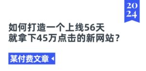 某付费文章《如何打造一个上线56天就拿下45万点击的新网站?》-副业吧