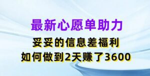 最新心愿单助力，妥妥的信息差福利，两天赚了3.6K-副业吧