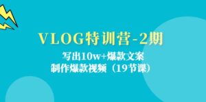 VLOG特训营第2期：写出10w+爆款文案，制作爆款视频（18节课）-副业吧