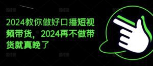 2024教你做好口播短视频带货，2024再不做带货就真晚了-副业吧