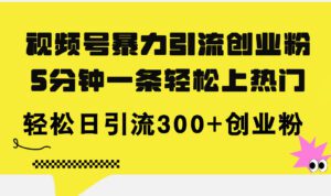 （11754期）视频号暴力引流创业粉，5分钟一条轻松上热门，轻松日引流300+创业粉-副业吧