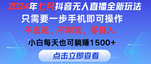 （11756期）2024年七月抖音无人直播全新玩法，只需一部手机即可操作，小白每天也可…-副业吧
